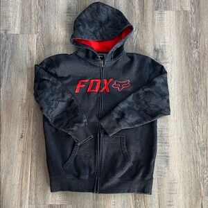 Fox Black Hoodie with Red Lining and Logo